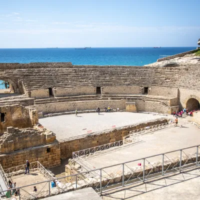 View of the amphitheatre and the sea